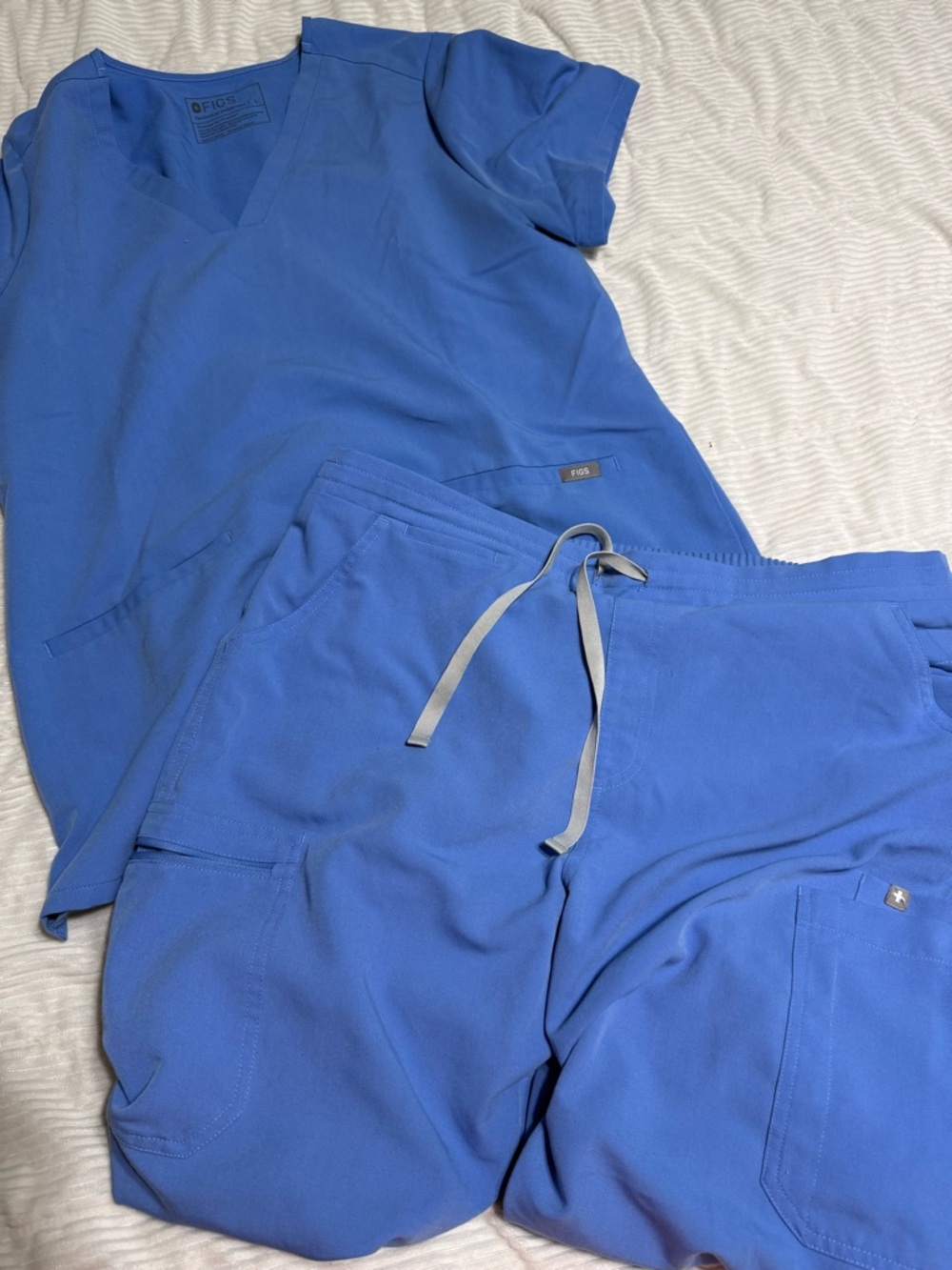 Figs V-Neck Scrub Top and Drawstring Pants - Royal Blue
